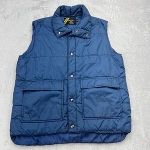 Vintage Sears Outerwear Mens Puffer Vest XL TALL Blue Sleeveless Poly Filled